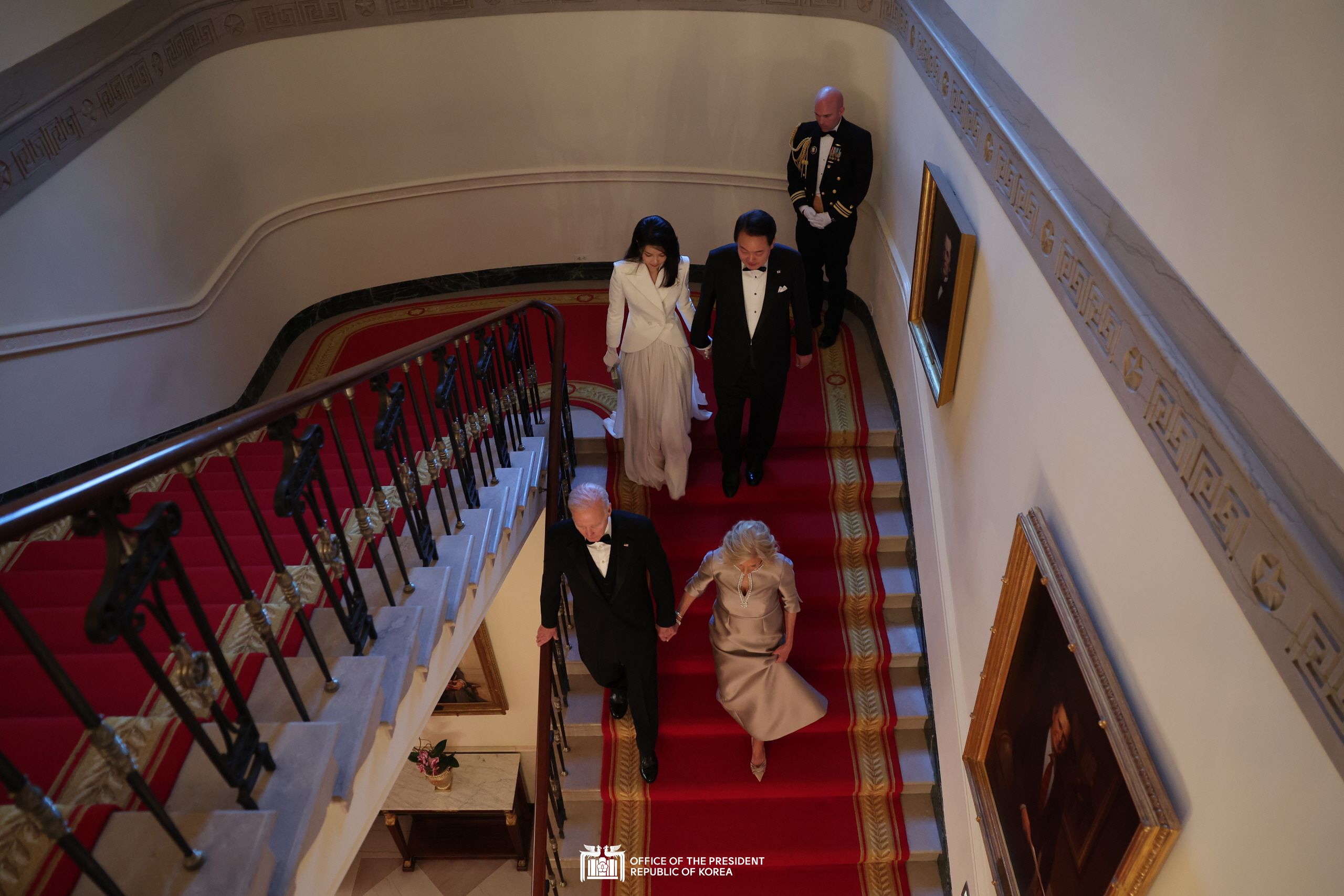 The President and First Lady attending the State Dinner hosted by the U.S. President and First Lady Slide4