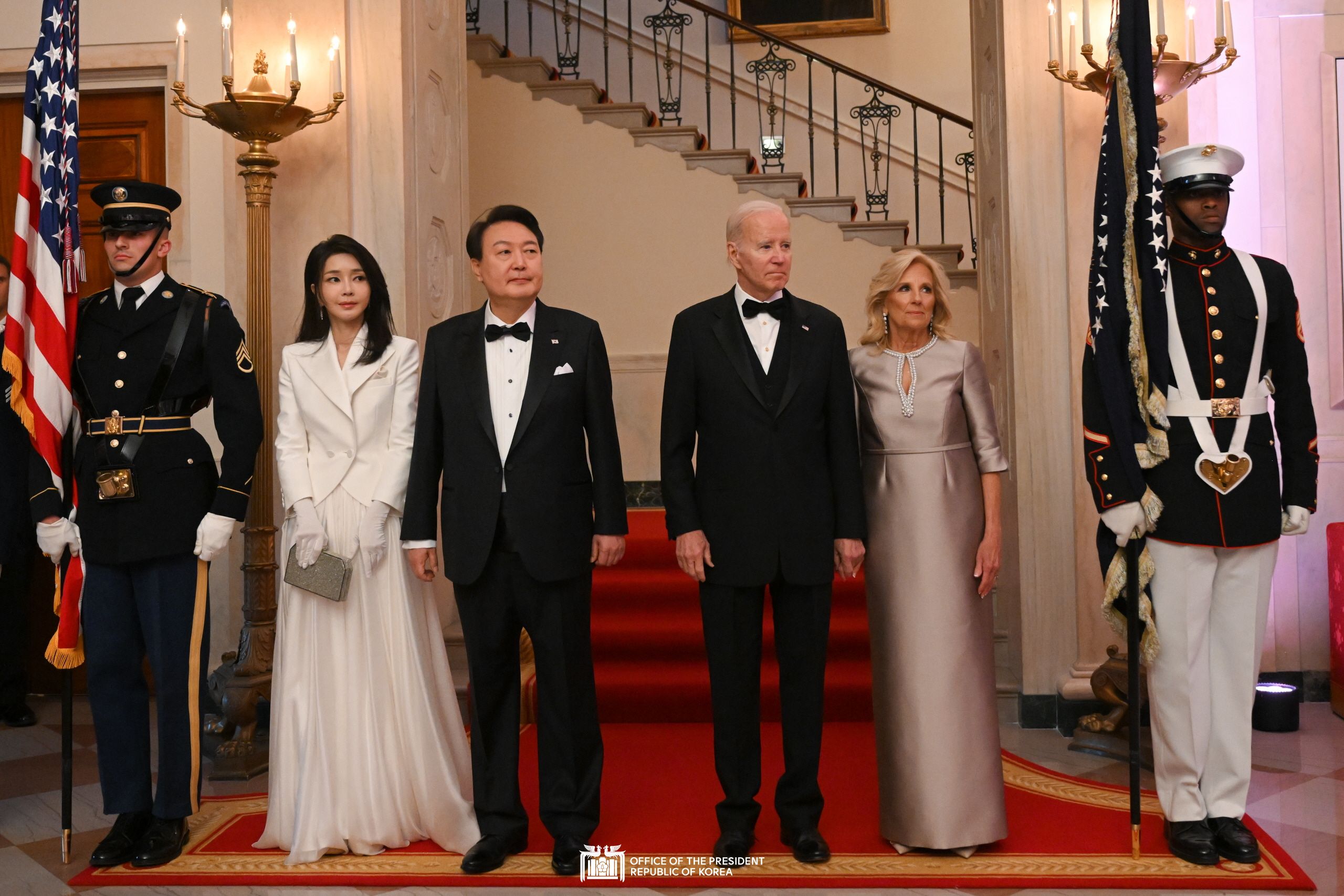 The President and First Lady attending the State Dinner hosted by the U.S. President and First Lady Slide7