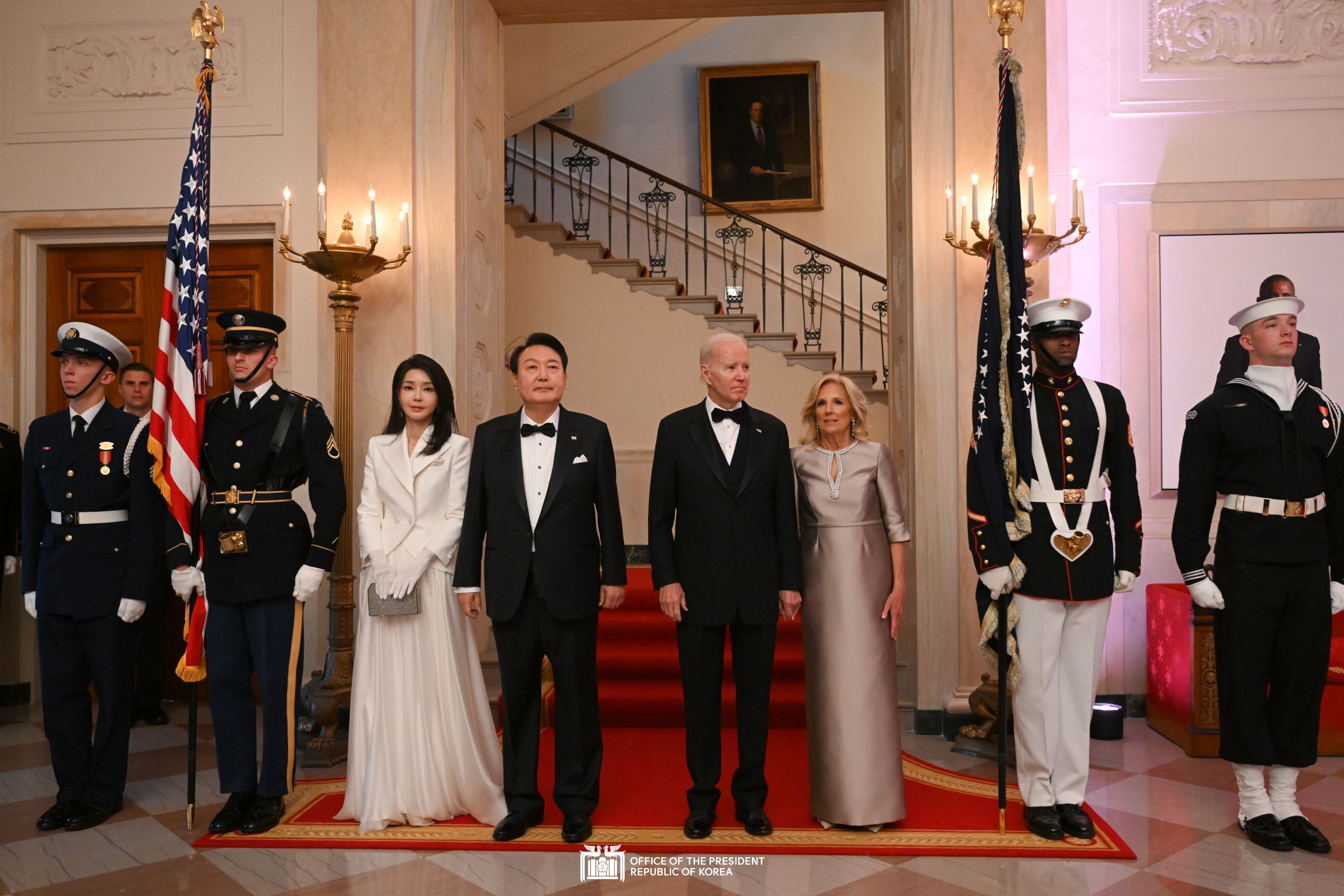The President and First Lady attending the State Dinner hosted by the U.S. President and First Lady Slide6