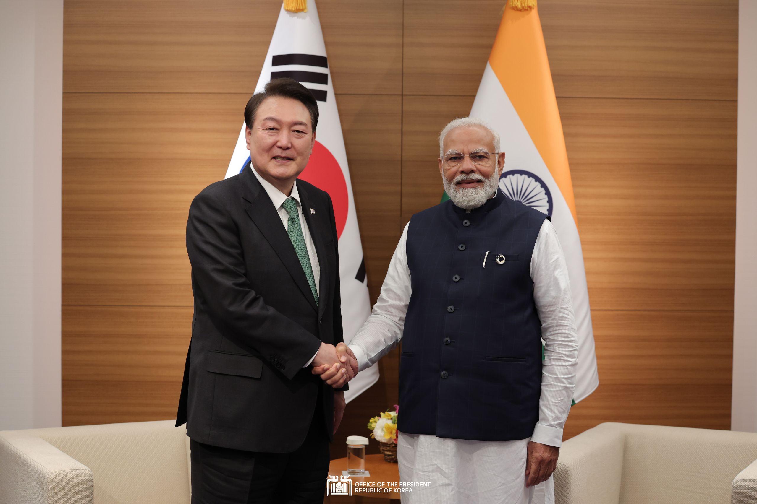 Korea-India Summit in Hiroshima, Japan slide 1