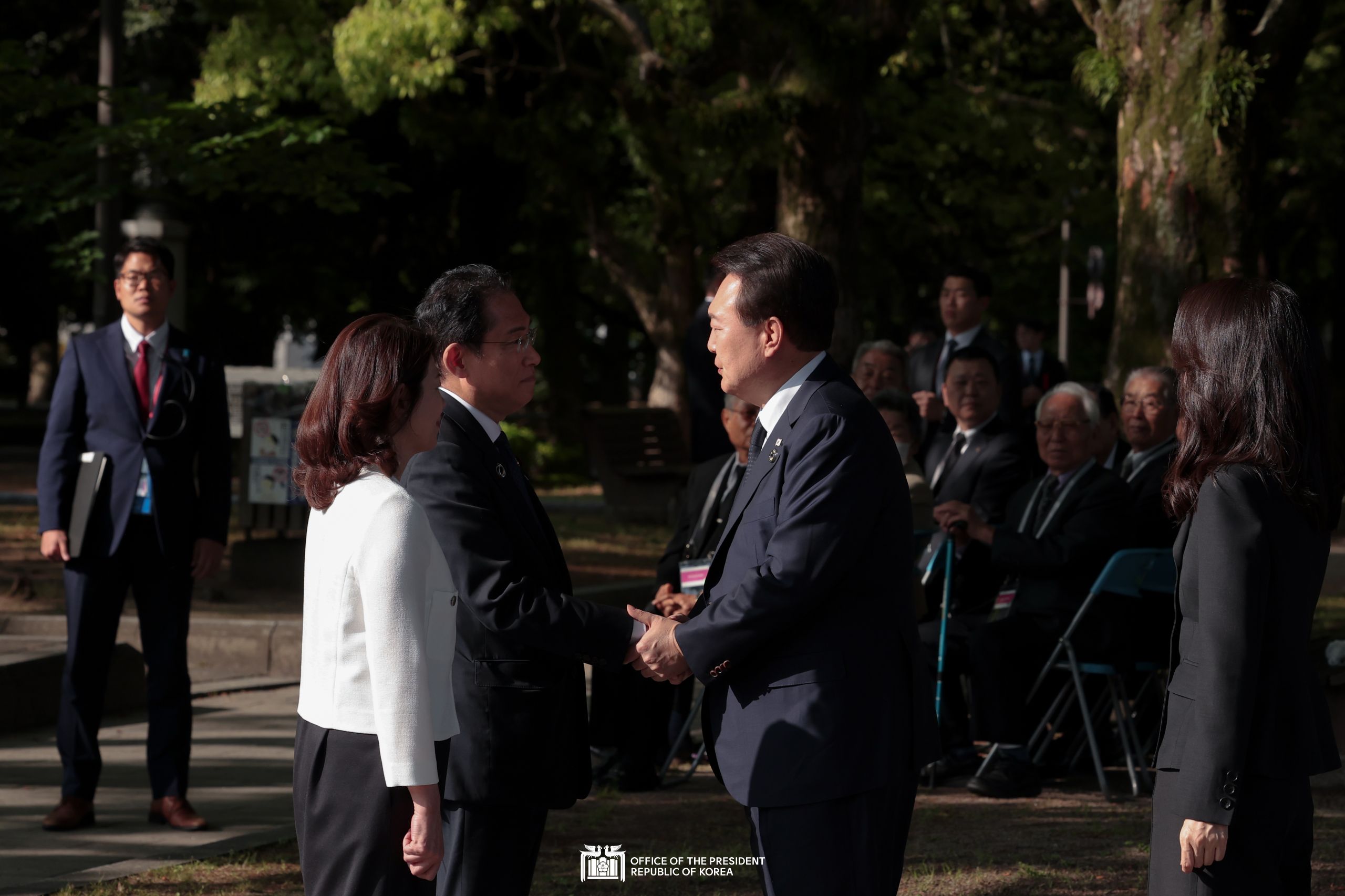 Joint tribute at the cenotaph honoring the Korean victims of the atomic bombing in Hiroshima, Japan slide 1