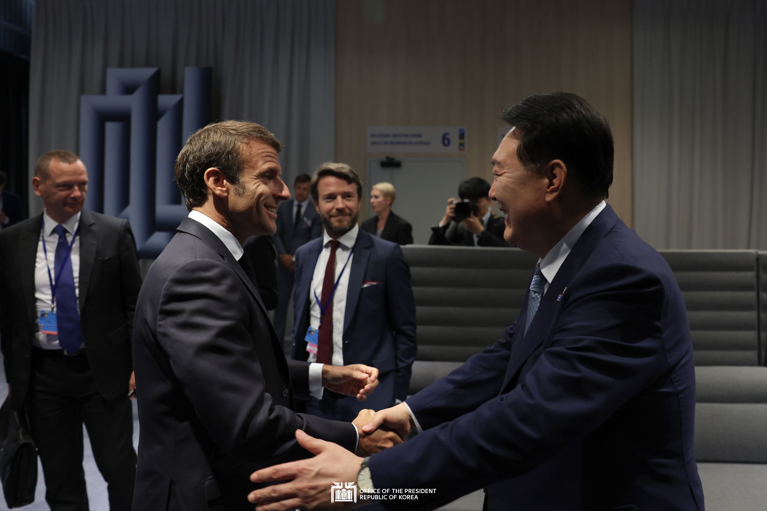 Meeting with President Emmanuel Macron of France in Vilnius, Lithuania slide 1