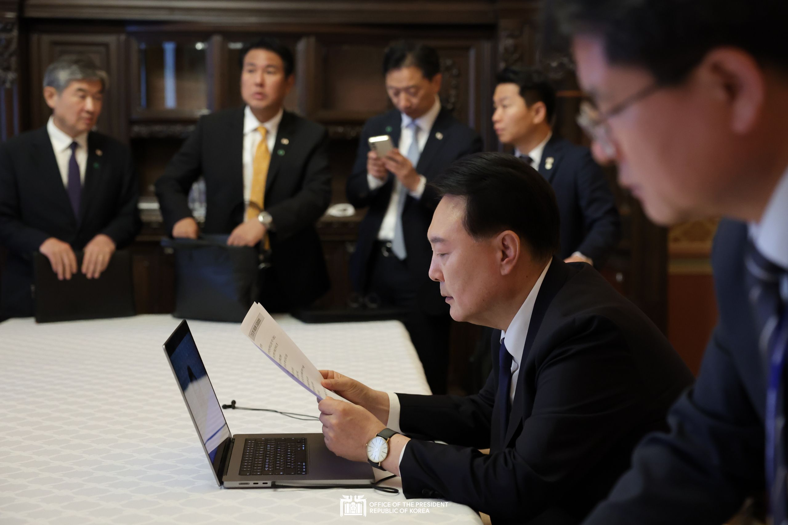 Video conference with the Central Disaster and Safety Countermeasure Headquarters over heavy rains in Korea slide 1