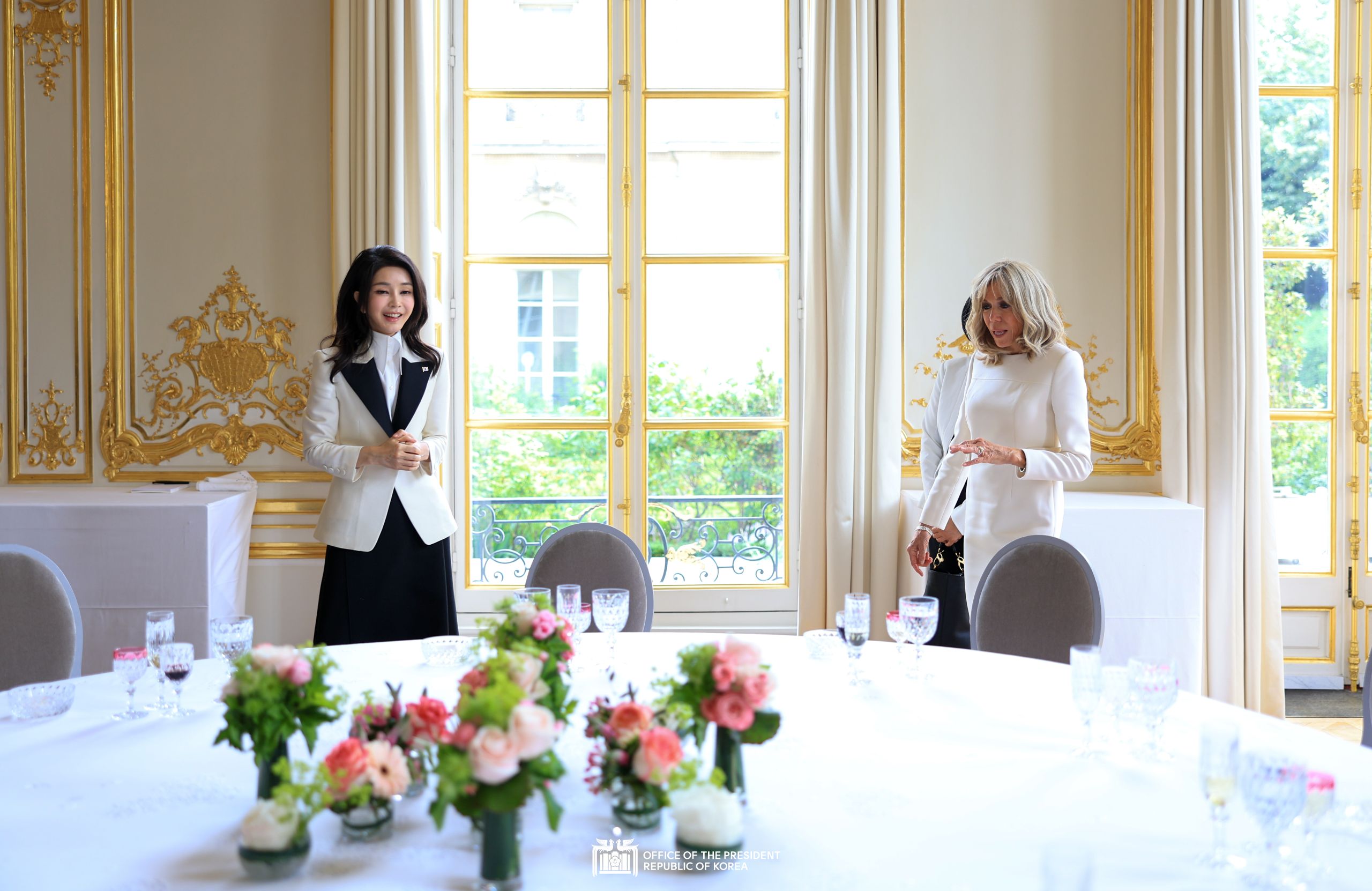 Luncheon meeting between First Lady Kim Keon Hee and French First Lady Brigitte Macron slide 1