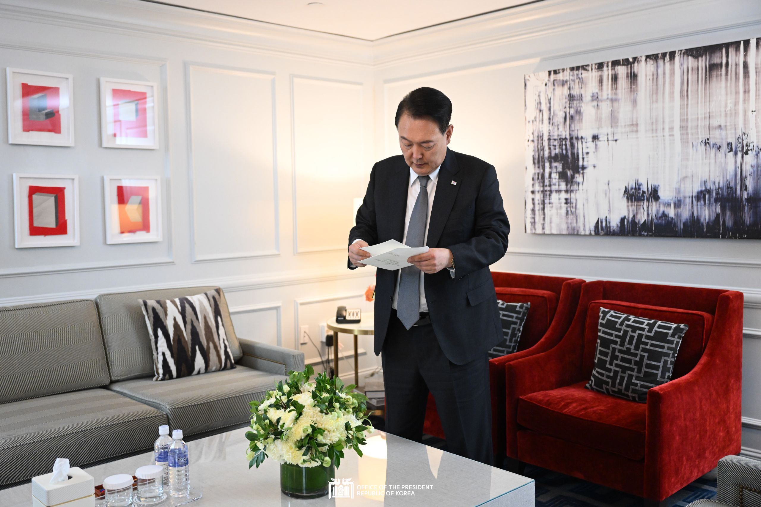 Flowers and condolences sent to President Yoon by President Biden upon the recent passing of his father slide 1