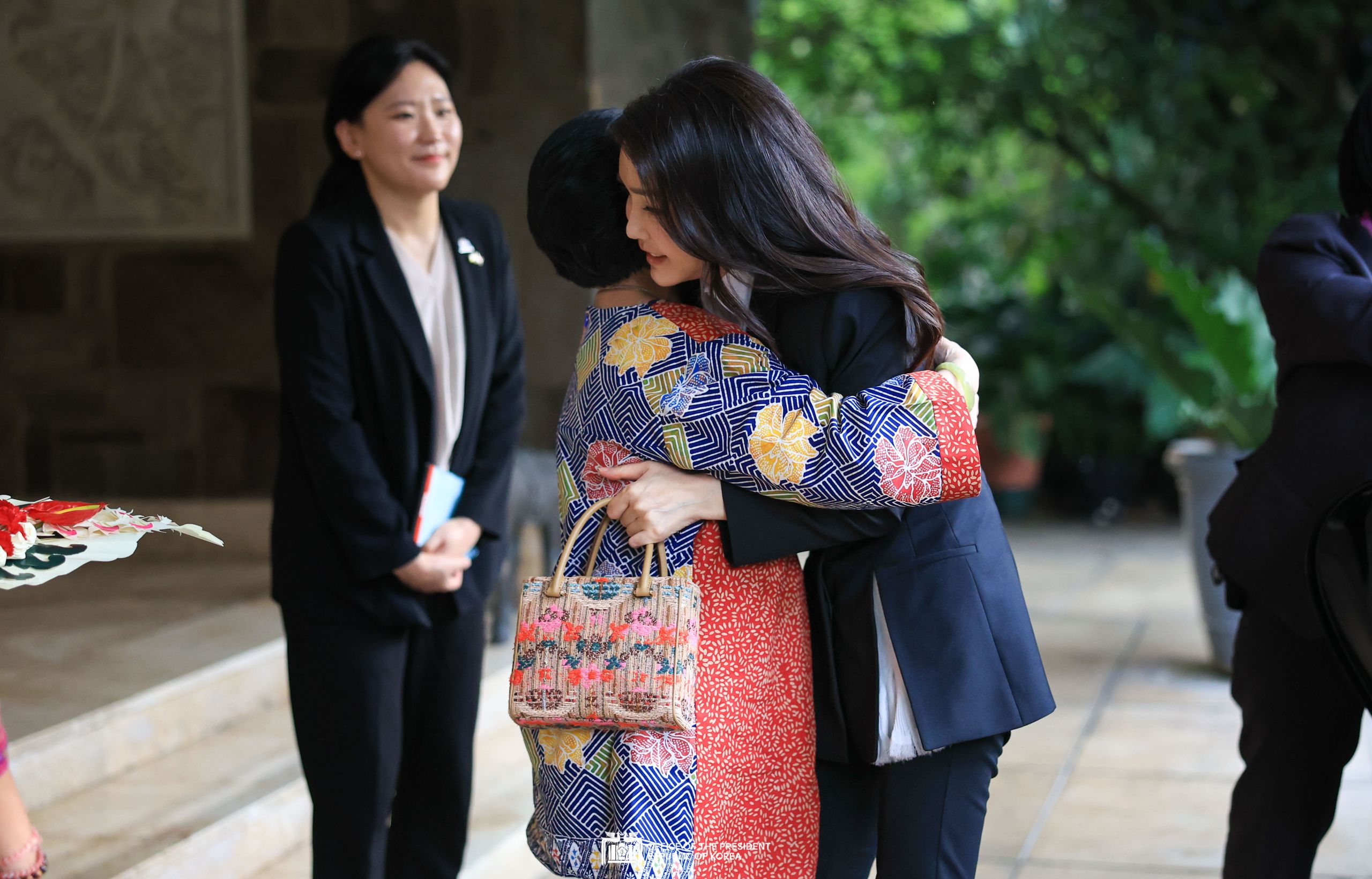 First Lady Kim Keon Hee meeting with former President Megawati Soekarnoputri, current chairperson of the ruling Indonesian Democratic Party of Struggle, in Jakarta, Indonesia slide 1