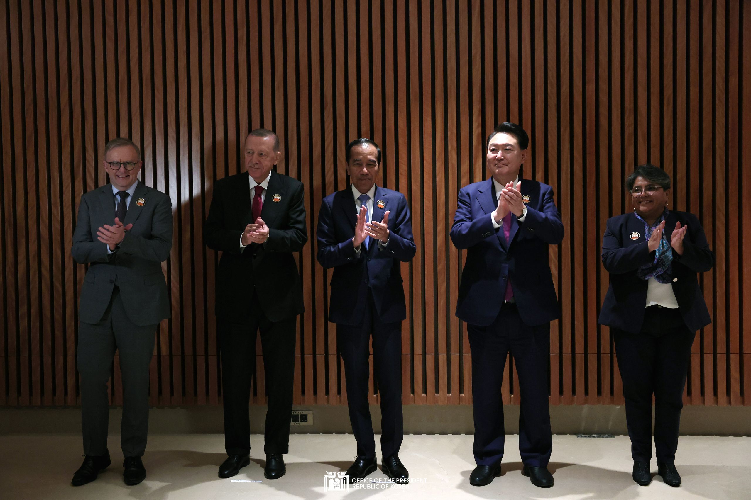 Meeting of the leaders of MIKTA countries (Mexico, Indonesia, Korea, Türkiye and Australia) in New Delhi, India slide 1