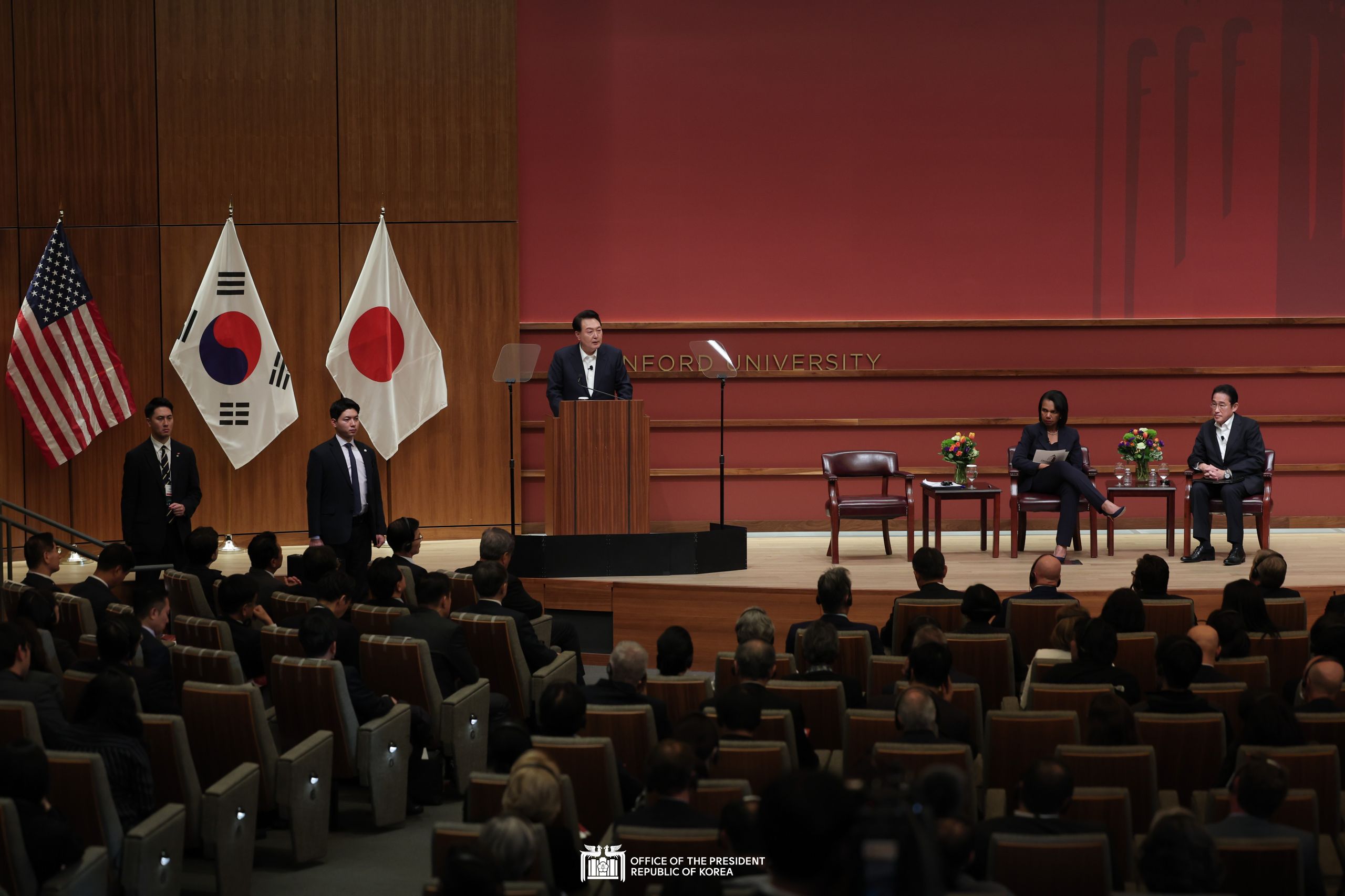 Summit Discussion with Prime Minister Kishida Fumio of Japan at Stanford University slide 1