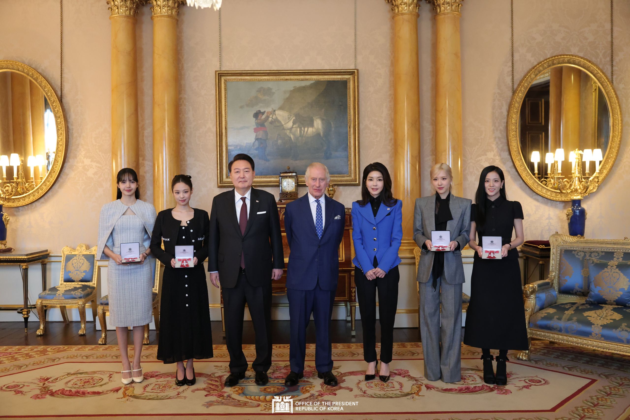 Ceremony awarding Honorary Members of the Order of the British Empire(MBEs) to K-pop band BLACKPINK slide 1