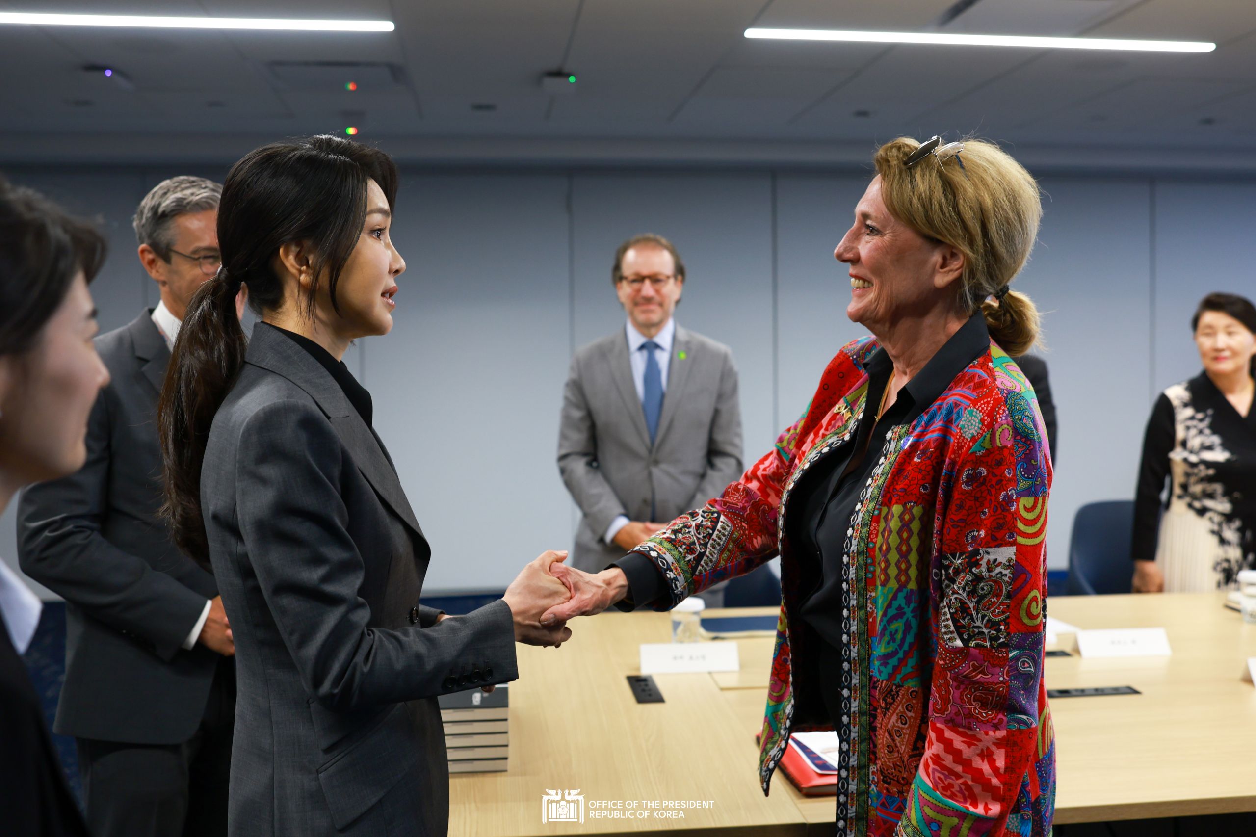 First Lady Kim Keon Hee attending a meeting on North Korean human rights slide 1