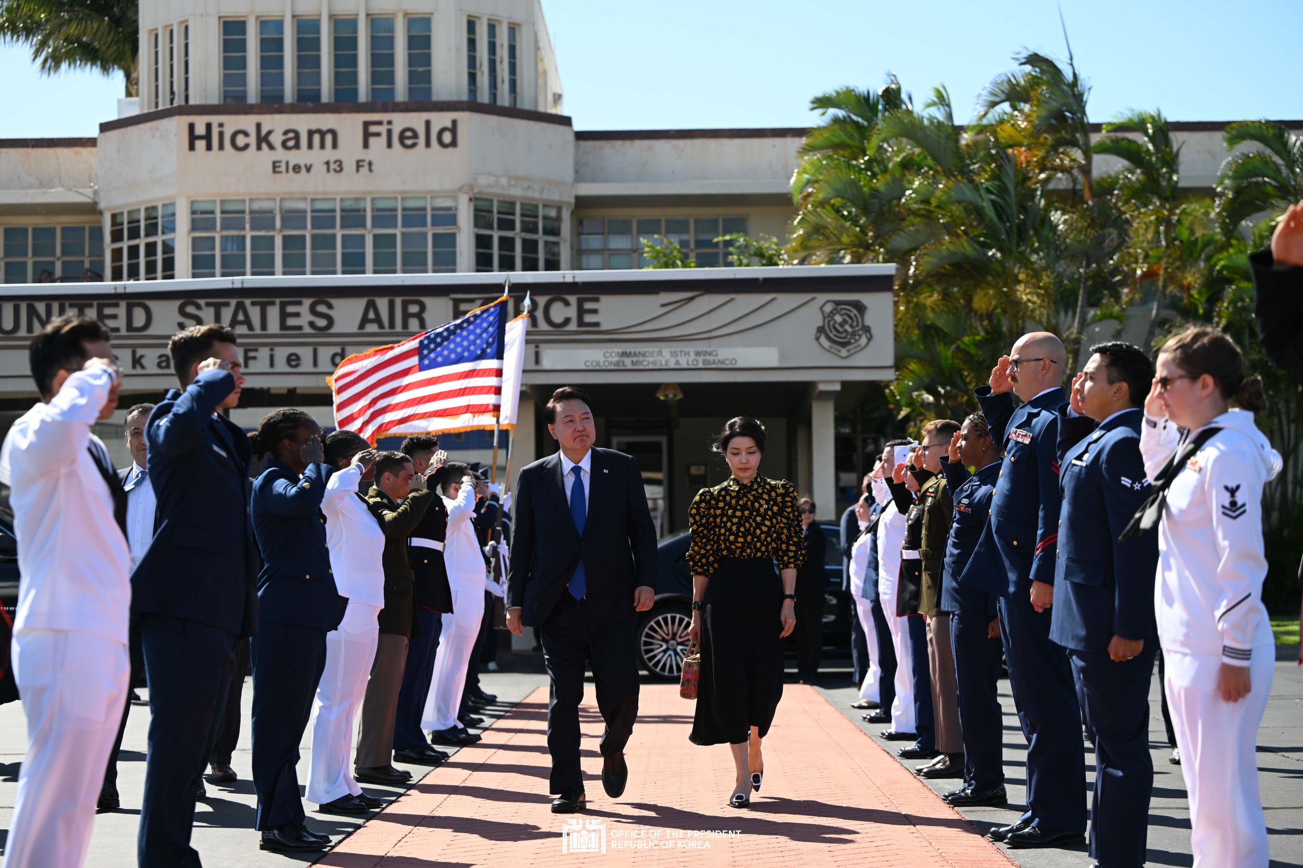 Departing from Hickam Air Force Base in Honolulu, Hawaii slide 1