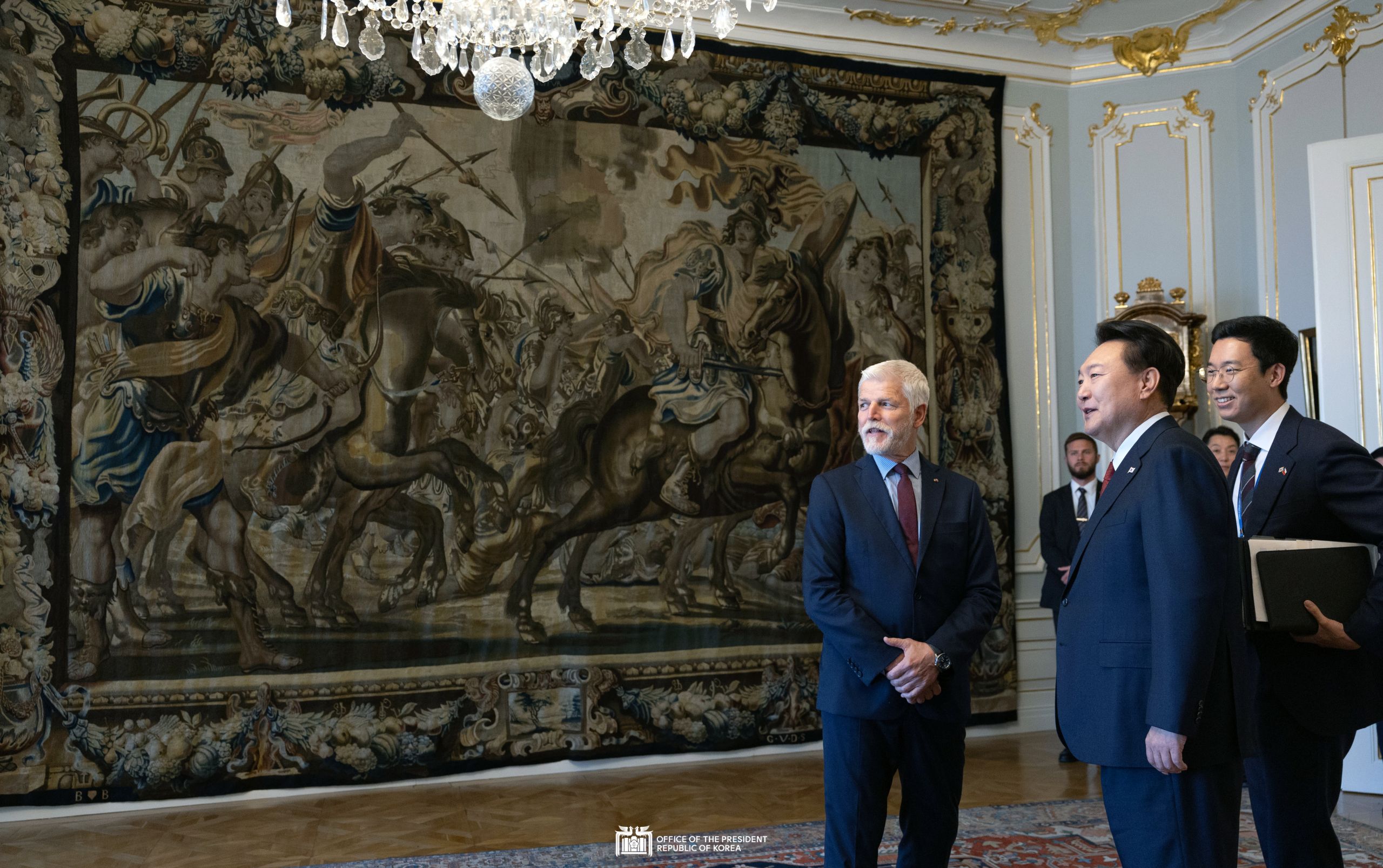 Being greeted by the Czech delegation, signing the guestbook and exchanging gifts slide 1